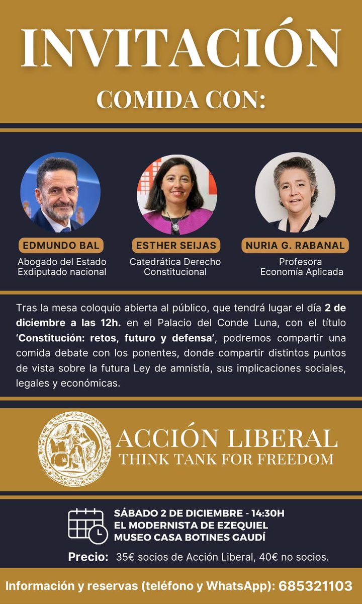 Liberales de León. Estamos de enhorabuena. 

El próximo sábado 2 de diciembre tendremos a <a href="/BalEdmundo/">Edmundo Bal</a> a <a href="/EstherSeijas3/">Esther Seijas</a> y a @rabanaln en León  para hablar sobre los retos de España, el futuro de nuestro país y cómo debemos abordar la situación internacional actual. 

¡No se lo