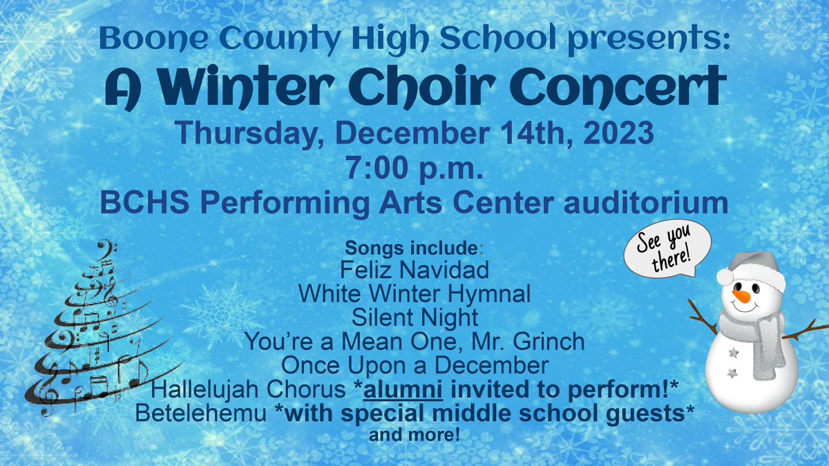 BCHS_Choirs's tweet image. Save the date! Alumni is invited to perform with us - feel free to share!