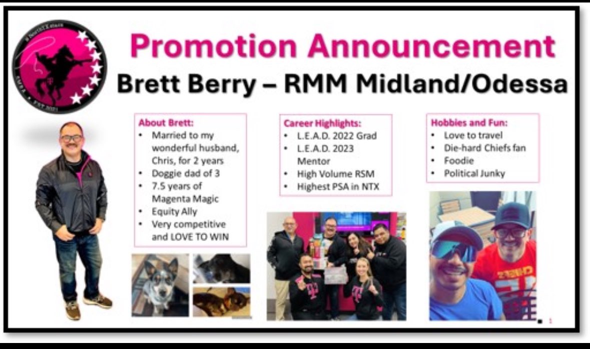 Vanessa K (@vanessaktweets) on Twitter photo As my family and I move across the country to NC to continue my TMO career there. I could not be more excited to congratulate <a href="/BrettJBerry/">Brett Berry</a> on his promotion to RMM! Brett was an integral part of our #1 YoY SoH for South Central and I know him and the team will continue to deliver! As my family and I move across the country to NC to continue my TMO career there. I could not be more excited to congratulate <a href="/BrettJBerry/">Brett Berry</a> on his promotion to RMM! Brett was an integral part of our #1 YoY SoH for South Central and I know him and the team will continue to deliver!