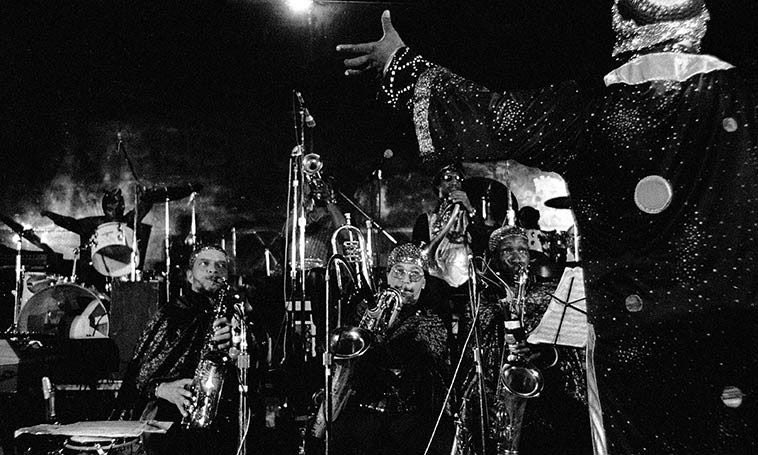 SunRaUniverse's tweet photo. Sun Ra Omniverse Arkestra - Myron’s Grand Ballroom, Los Angeles. - April 2, 1981 https://t.co/SknMRAJFnu