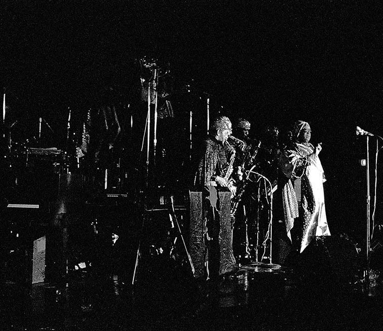 SunRaUniverse's tweet photo. Sun Ra Omniverse Arkestra - Myron’s Grand Ballroom, Los Angeles. - April 2, 1981 https://t.co/SknMRAJFnu