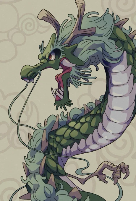 最近描いた生き物の絵! 龍描くの楽しすぎる🐉