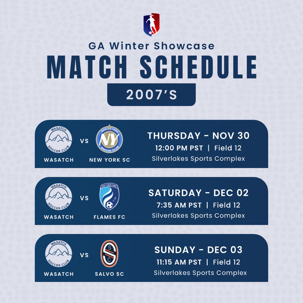 SCWasatch's tweet photo. It’s time for the GA Champions Cup &amp; Winter Showcase. Good luck to our Wasatch SC girls! https://t.co/lZULVEmiDw