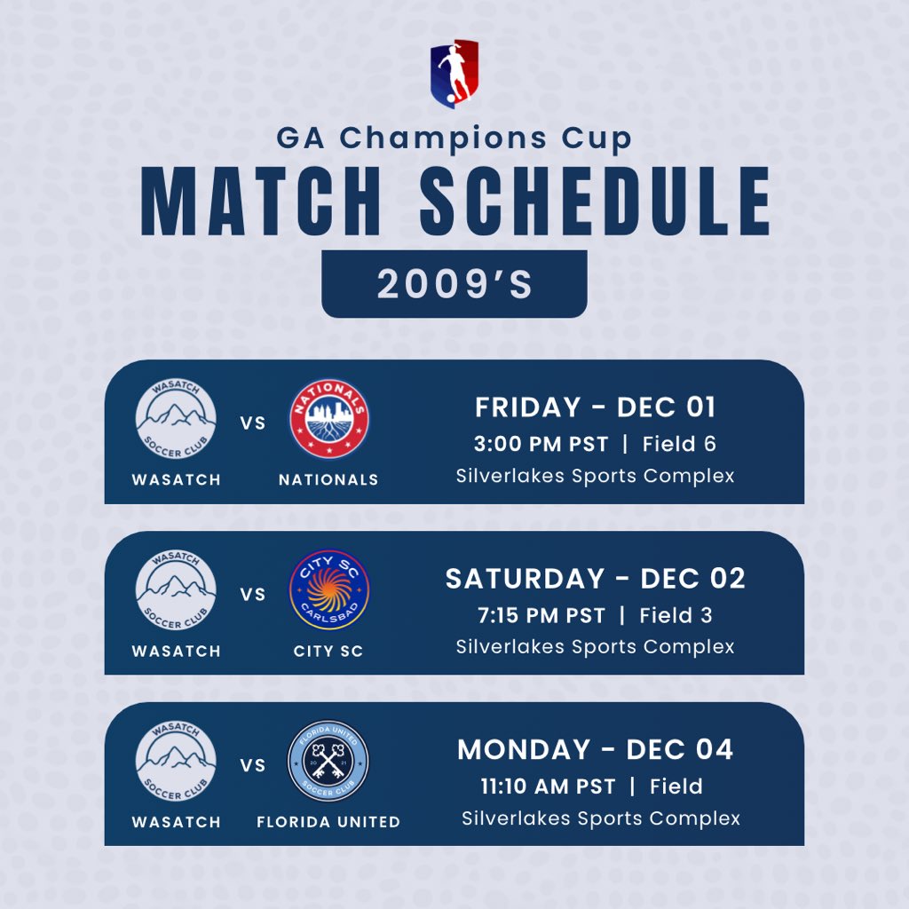 SCWasatch's tweet photo. It’s time for the GA Champions Cup &amp; Winter Showcase. Good luck to our Wasatch SC girls! https://t.co/lZULVEmiDw