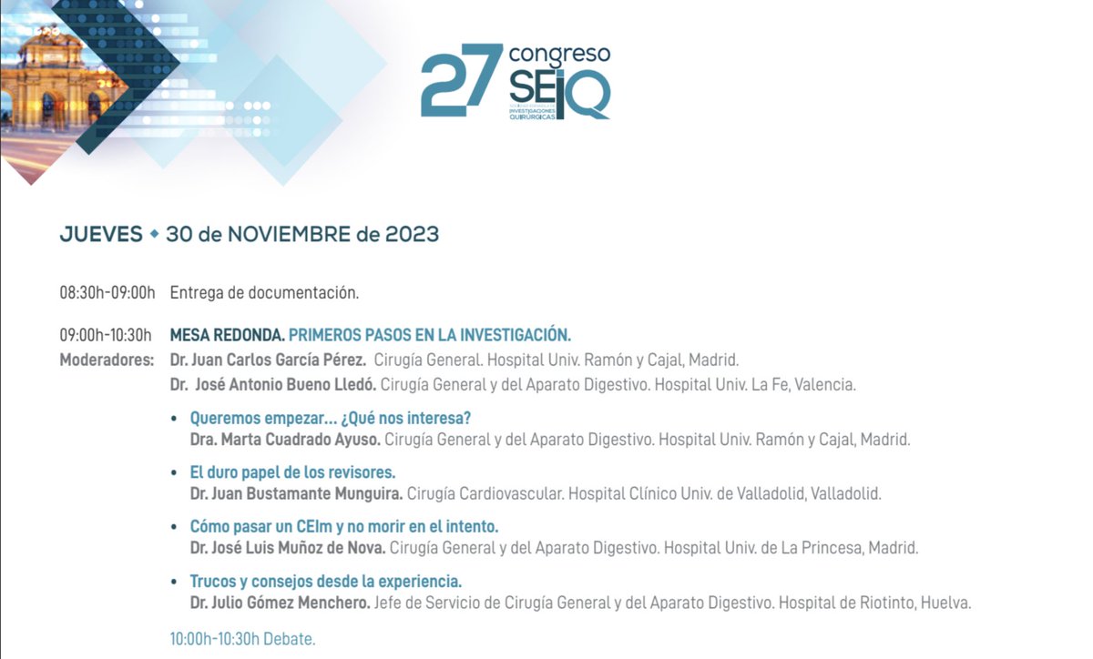 juliomayol's tweet photo. Todo lo que necesitas aprender sobre investigación quirúrica estará disponible en el próximo congreso de @SEIQuirurgica - todavía puedes apuntarte para ponerte al día el 30 de noviembre y el 1 de diciembre en Madrid 
#SEIQ23 @BalibreaJose @rocioanula @GianlucaPellino @JlRodicio https://t.co/0EwLeOdcHK