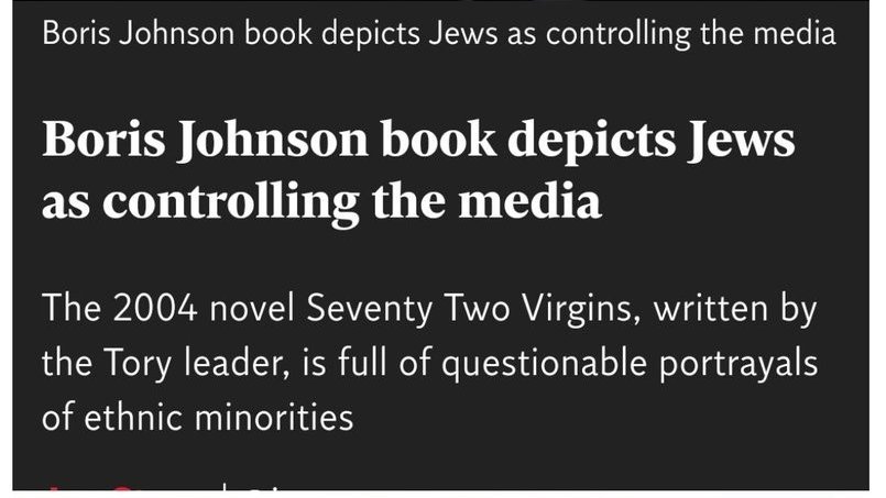 docrussjackson's tweet photo. Boris Johnson's new carer took him to the march against antisemitism, despite his novel referring to “Jewish oligarchs” who run the media, &amp; as editor of the Spectator publishing articles by proud antisemite Taki Theodoracopulos. Still, he's not left-wing so it's absolutely fine. https://t.co/LkUQeFyUpW
