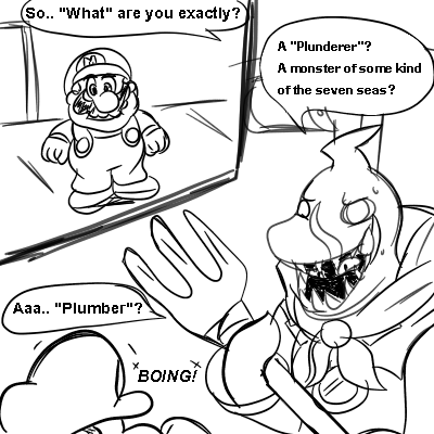 Luketwolf1's tweet photo. "Local small Italian gremlin is also a plumber."
It's always funny when Mario has slayed like multiple levels of horrors and eldritch abominations. And like they all lost to a guy who's basically a plumber.
#SuperMarioRPG #johnny #Jonathanjohnnyjones https://t.co/AQ5WdIP7LL