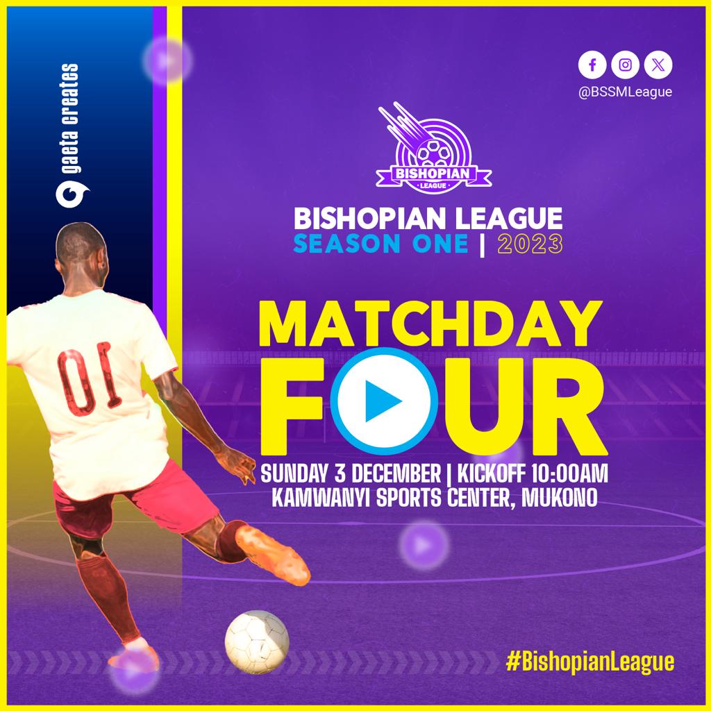 Announcement! 

Match day 4 is going to be our last Match Day of 2023. And the League will resume back in February 2024.

No games shall be played in January!

So don't dare miss this Last match Day 4🔥

#BishopianLeague
#Season1 
#Road2lastMatchDay2023
<a href="/philbertniwae/">Ntungamo's finnest</a> <a href="/Stepyluv8/">Ms Stephy</a>
