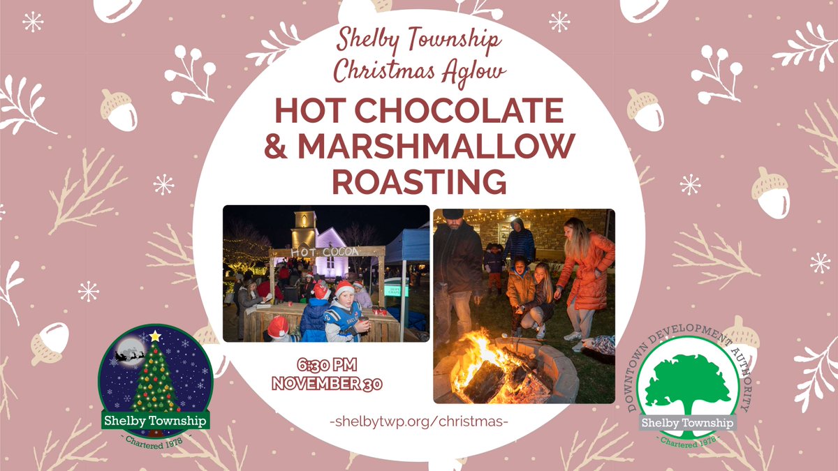Cozy up next to the fire at Christmas Aglow at 6:30 p.m. on Nov. 30 and enjoy a hot chocolate and roast marshmallows before seeing Santa! ☕️🔥

Find out more at shelbytwp.org/christmas.
