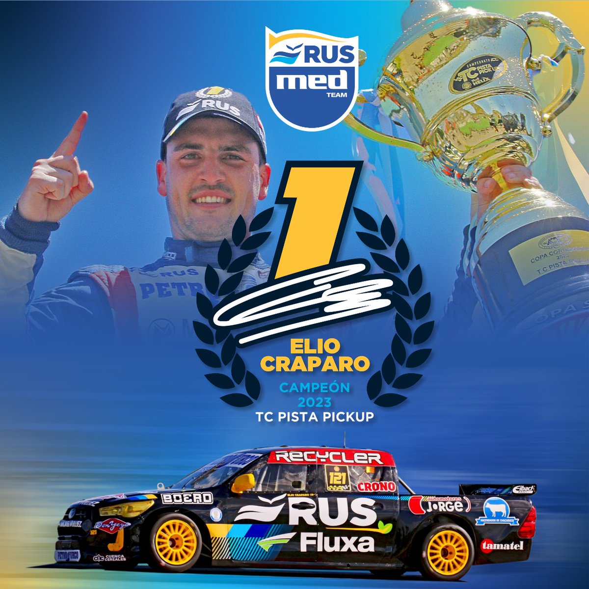 Rus Med Team (@rusmedteam) on Twitter photo 🥇 SOMOS CAMPEONES 🎉
#TCPPickUp
✔️ <a href="/ElioCraparo/">Elio Craparo</a>
🔷 <a href="/consultoramed/">Consultora Med</a>
<a href="/mauromedina74/">Mauro Medina</a>
@Cruzzettiracing
<a href="/actcargentina/">Turismo Carretera ACTC</a>
💙 #MasQueUnEquipo
<a href="/ruseguros/">ruseguros</a>
<a href="/AgroSprayAR/">AgroSpray</a>
<a href="/PaladiniOficial/">Paladini</a>
<a href="/WanderLub/">Wander Lubricantes</a>
<a href="/Exintrader/">Exintrader SA</a>
#Tamatel
<a href="/Neumacarg/">NEUMACARG</a> 🥇 SOMOS CAMPEONES 🎉
#TCPPickUp
✔️ <a href="/ElioCraparo/">Elio Craparo</a>
🔷 <a href="/consultoramed/">Consultora Med</a>
<a href="/mauromedina74/">Mauro Medina</a>
@Cruzzettiracing
<a href="/actcargentina/">Turismo Carretera ACTC</a>
💙 #MasQueUnEquipo
<a href="/ruseguros/">ruseguros</a>
<a href="/AgroSprayAR/">AgroSpray</a>
<a href="/PaladiniOficial/">Paladini</a>
<a href="/WanderLub/">Wander Lubricantes</a>
<a href="/Exintrader/">Exintrader SA</a>
#Tamatel
<a href="/Neumacarg/">NEUMACARG</a>