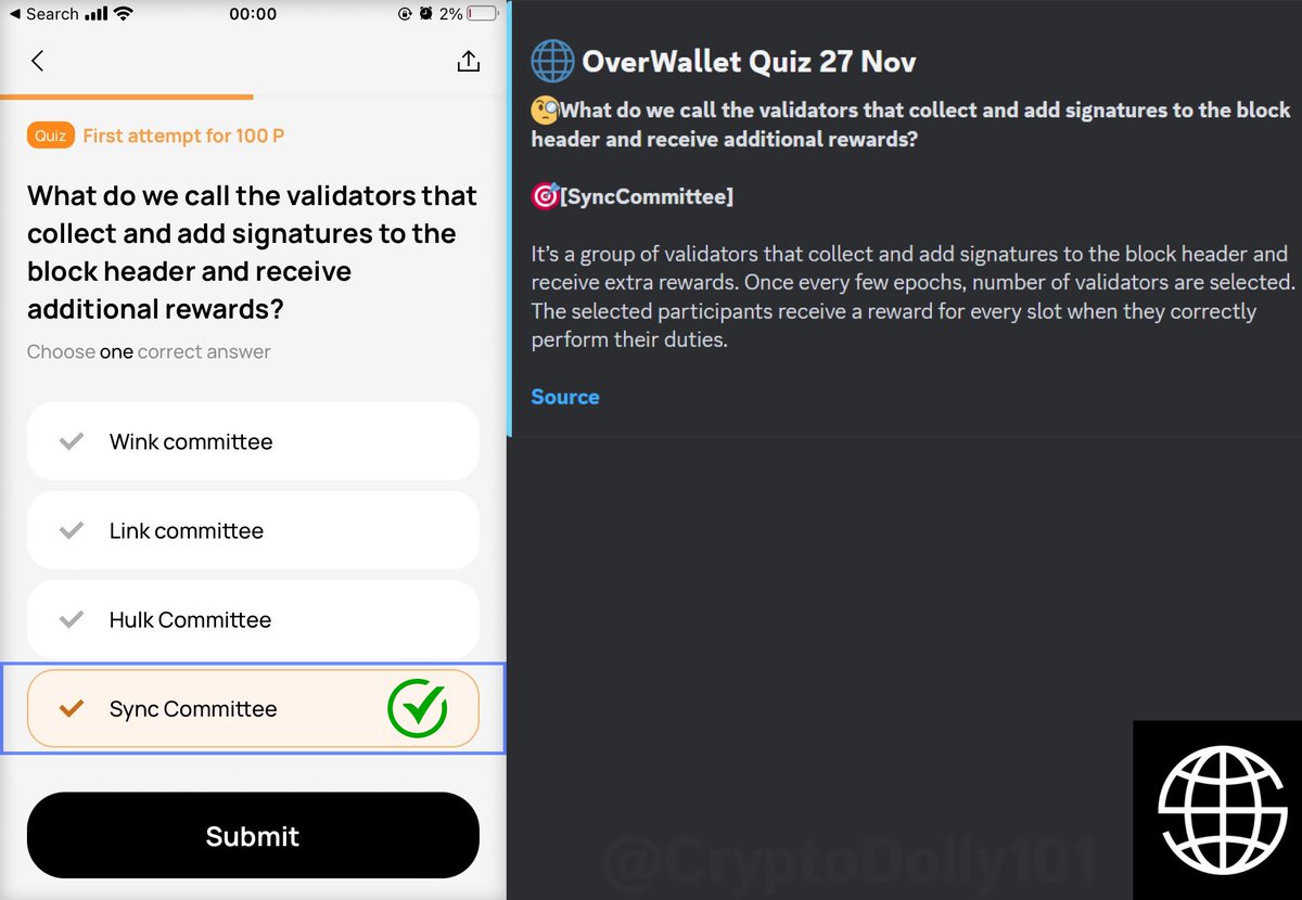<𝐎𝐯𝐞𝐫𝐏𝐫𝐨𝐭𝐨𝐜𝐨𝐥𝐐𝐮𝐢𝐳>
---------------------
💫 You can earn 100 Over by answering correctly every day
✨ Date: November 27
🍀 Answer: Sync Committee
✴️ Join my Over community: ↓
--------------------
mobile.over.network/en/invite/PQ6A…

#OverWallet #OverQuiz #OverProtocol