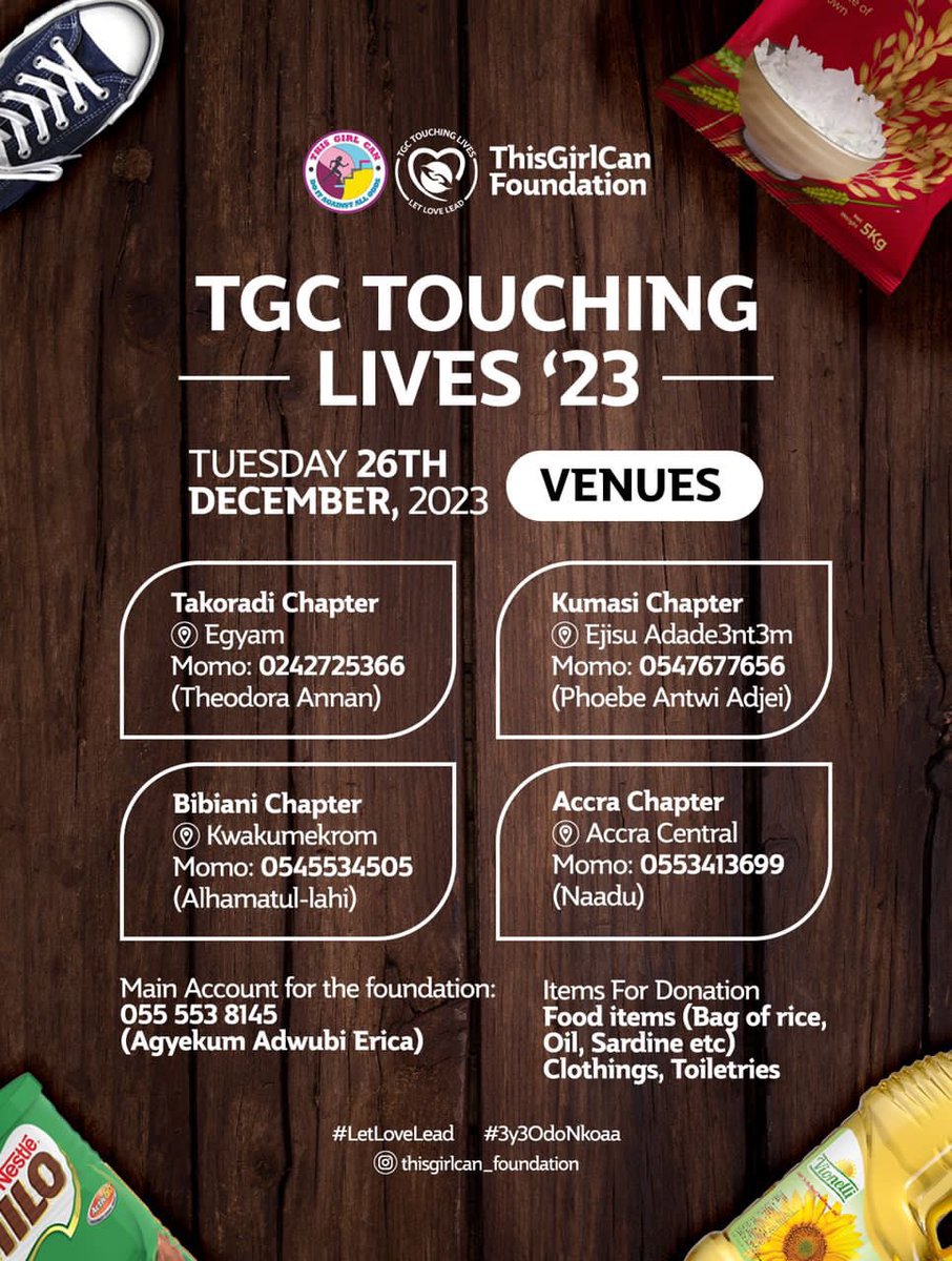 agnes_ato's tweet photo. Join us give reasons to people to smile this December 🙏. Every amount will be appreciated🤩!
You can donate to any of the numbers on the flier. You can also donate food items, clothings and other toiletries as well.  
#TGCTouchingLives’23
#LetLoveLead
#3y3OdoNkoaaaaa https://t.co/xj6TCOU6X8