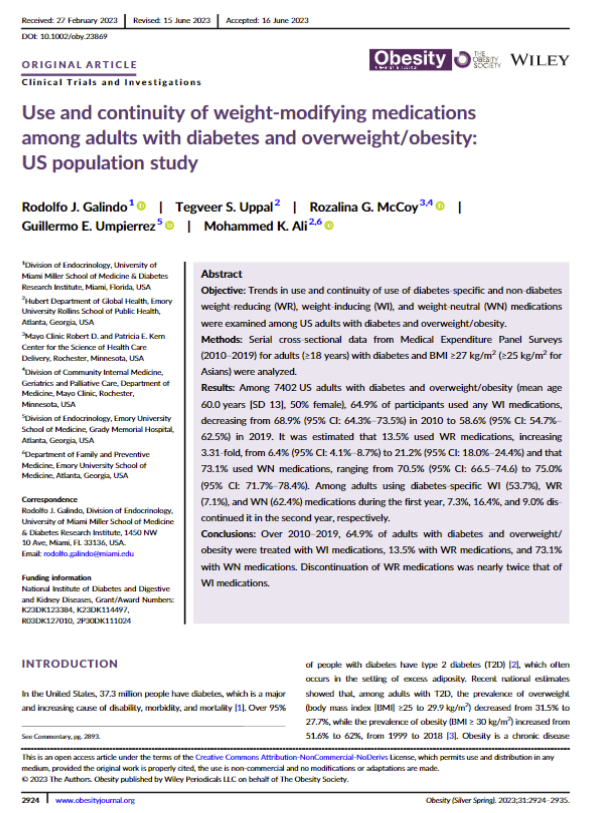 scottisaacsmd's tweet photo. Over the last decade, 65% of adults with diabetes were treated with medications that cause weight gain and only 13.5% were treated with medications that induce weight loss.
https://t.co/suENEFAww4 https://t.co/ErDr3T5EAM