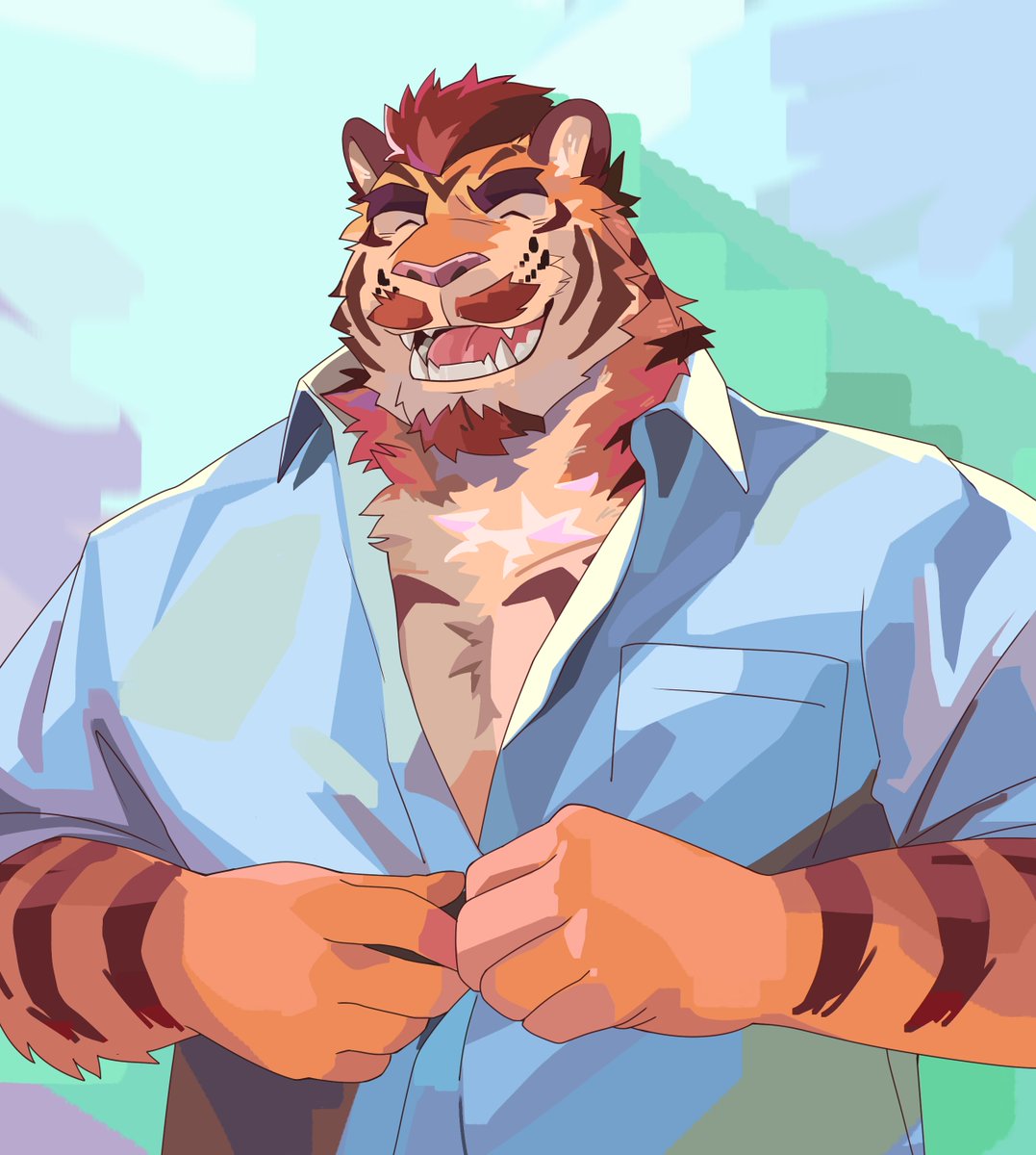 NaikumaArt's tweet photo. Tiger dad back from work! https://t.co/XlpFsu3Xaj