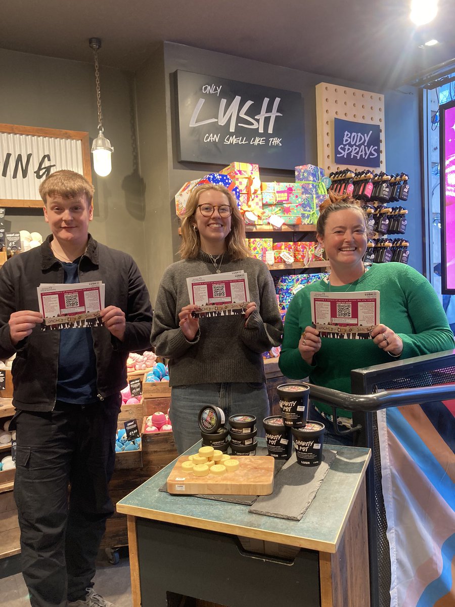 ManchesterCoS's tweet photo. Fantastic weekend at @LushLtd Market Street! 🫶

A massive thanks to everyone who chatted to our team and bought a charity pot. 🧴

You helped to create a culture of welcome! 🧡 https://t.co/JFeigS95oF