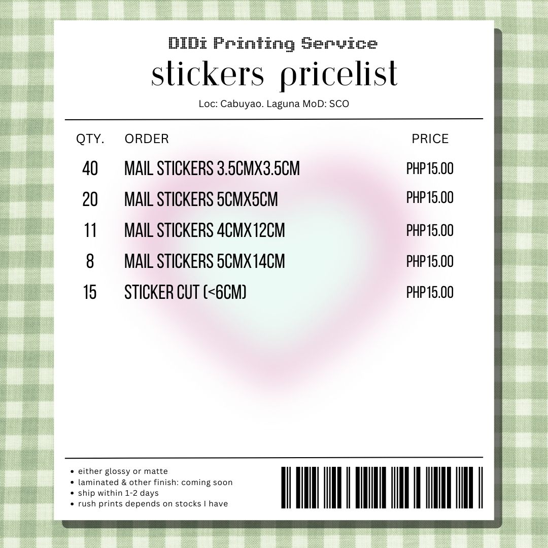 didi_prints's tweet photo. OPEN: Printing Commission
for: unofficial photocard, banner, cup sleeve, mail sticker

see pic for deets and prices
feel free to dm!

# wts lfb print prints paprint service services comms lf https://t.co/pH26M18sC0