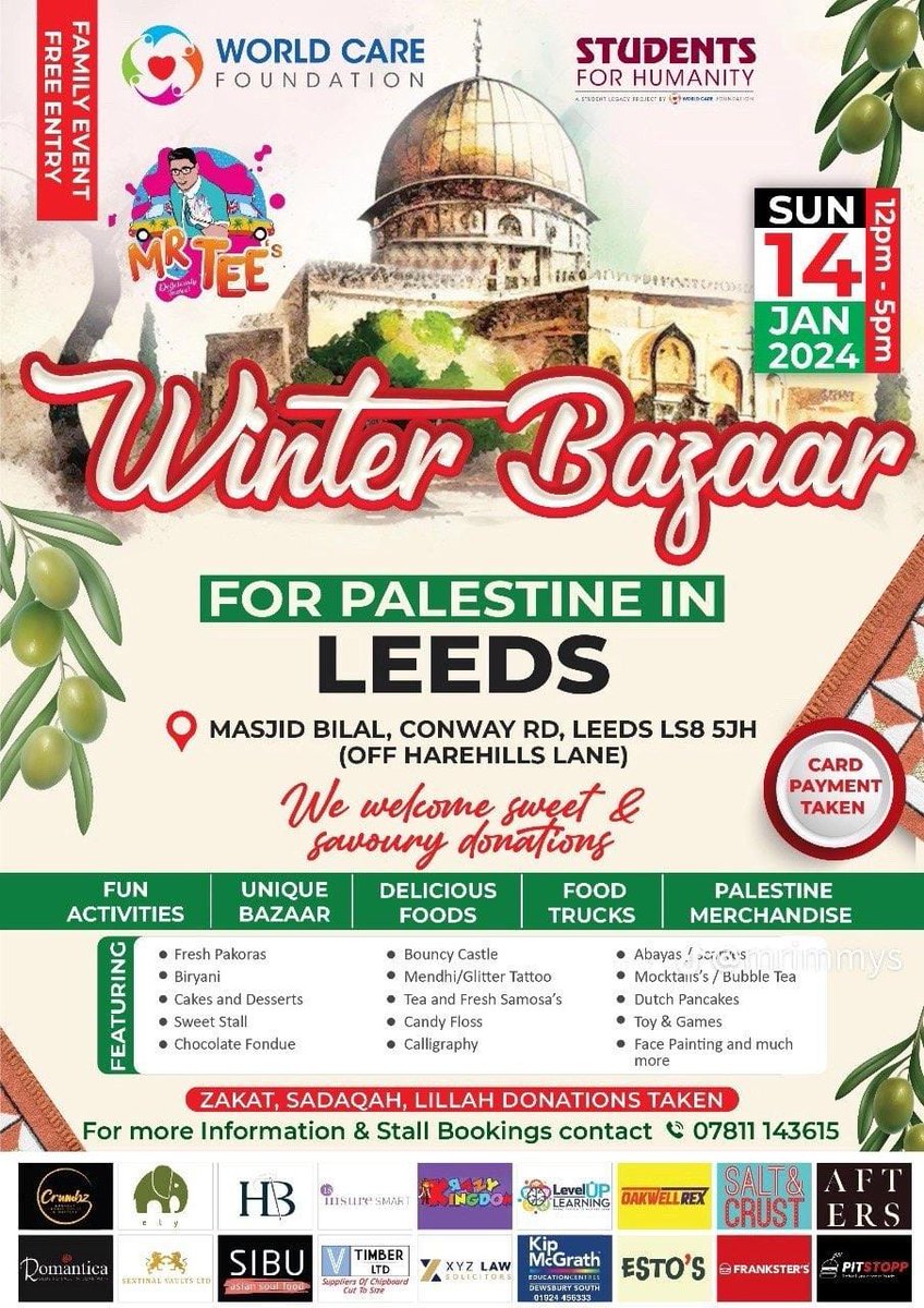 LEEDS - WINTER BAZAAR FOR PALESTINE

#gaza #gazaunderattack #palestine #ceasefire #CeasefireNOW