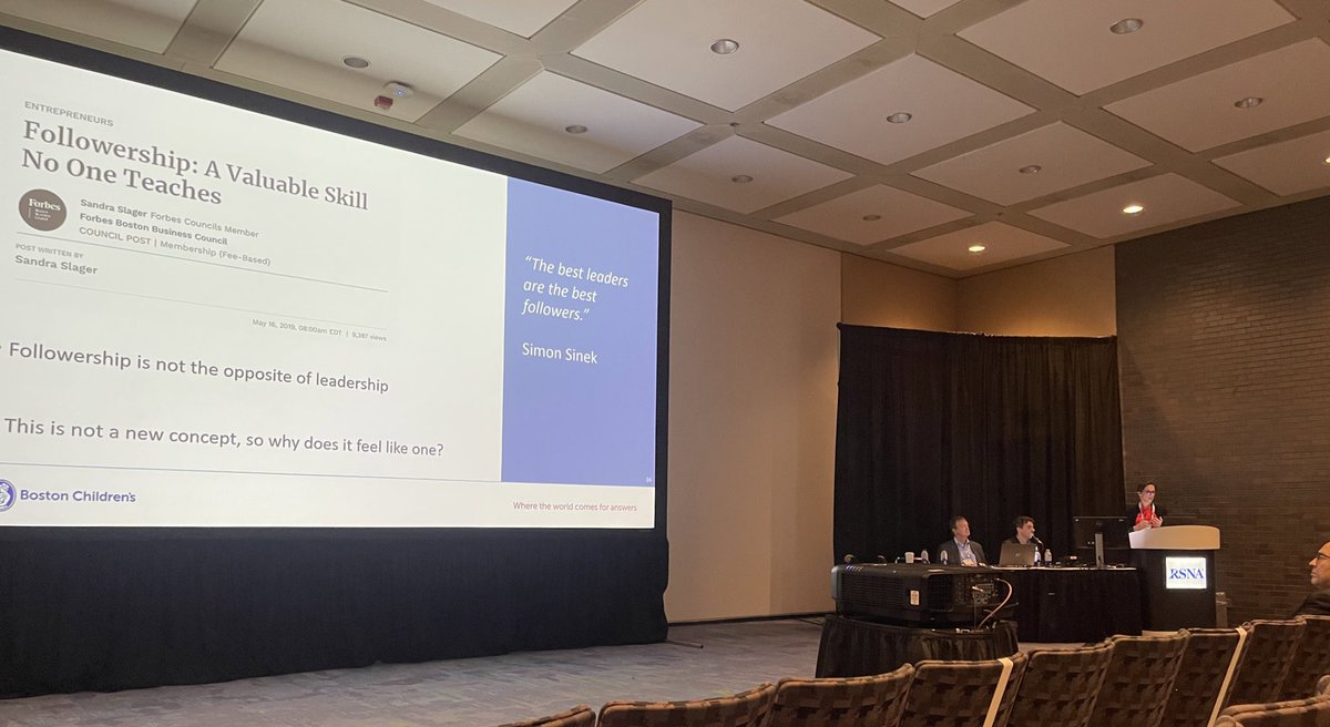 Opening up #RSNA2023 with <a href="/SarahBixby9/">Sarah Bixby</a>’s amazing talk on leadership! She’s the best!
Some take home points: 
- Good leadership does not require a title or being at the top of the institution’s hierarchy. 
- Learning to be a follower is an important part of being a great leader.