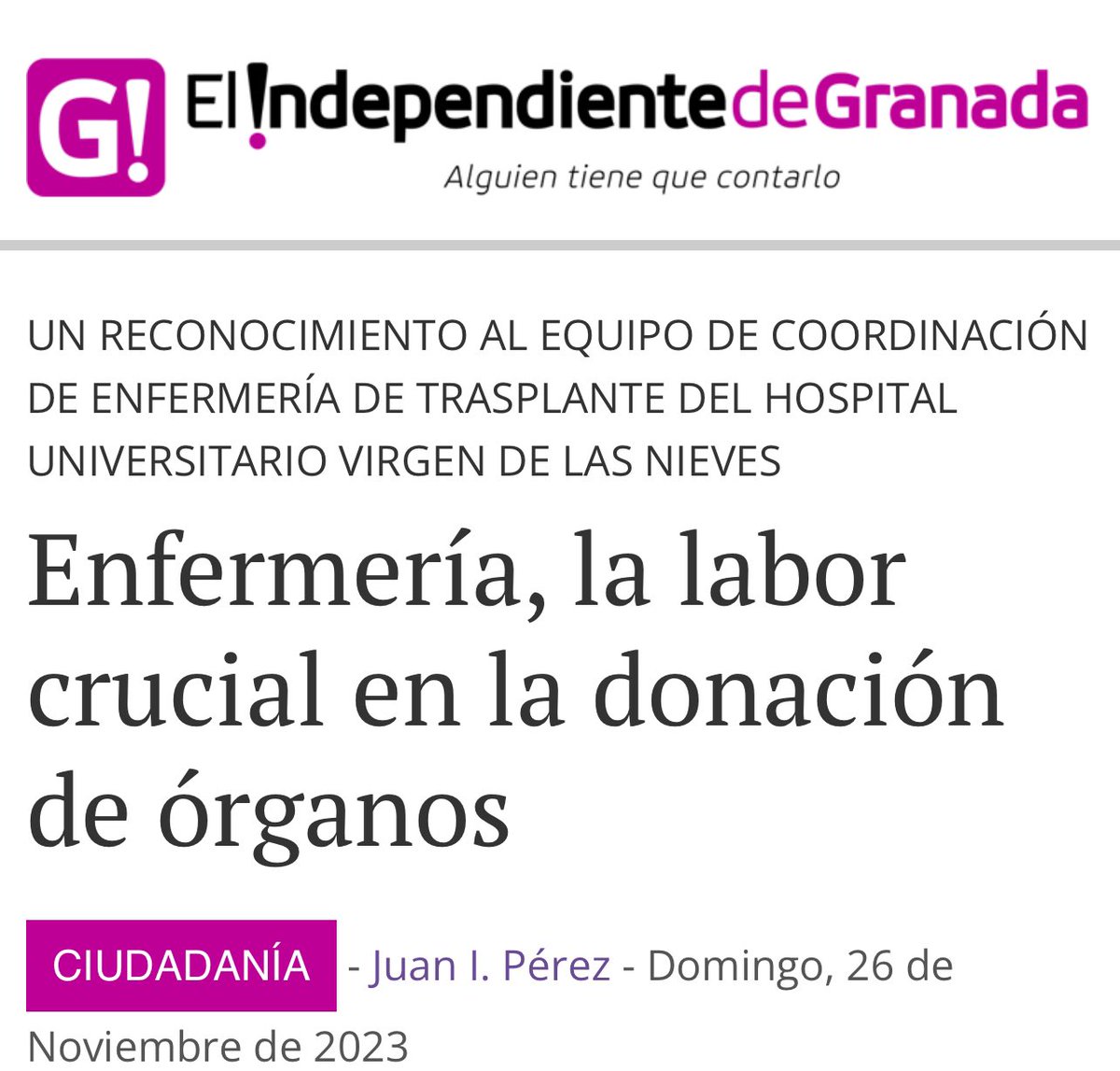 El #equipo que conecta en un momento crítico, la #vida y la #muerte para que siga la vida elindependientedegranada.es/ciudadania/enf… @saludand #Granada