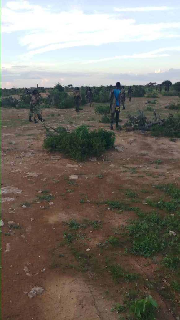 MoDSomaliya's tweet photo. The second phase of our offensive against the Khawaarij in Bakool and Hiraan regions is progressing. The stretch from Qurac-Jome to Eel-Adde, spanning 70 km, has been successfully cleared of terrorism. Our operations are now actively ongoing in Qurac-Jome and surrounding areas. https://t.co/ypJn26ufjR