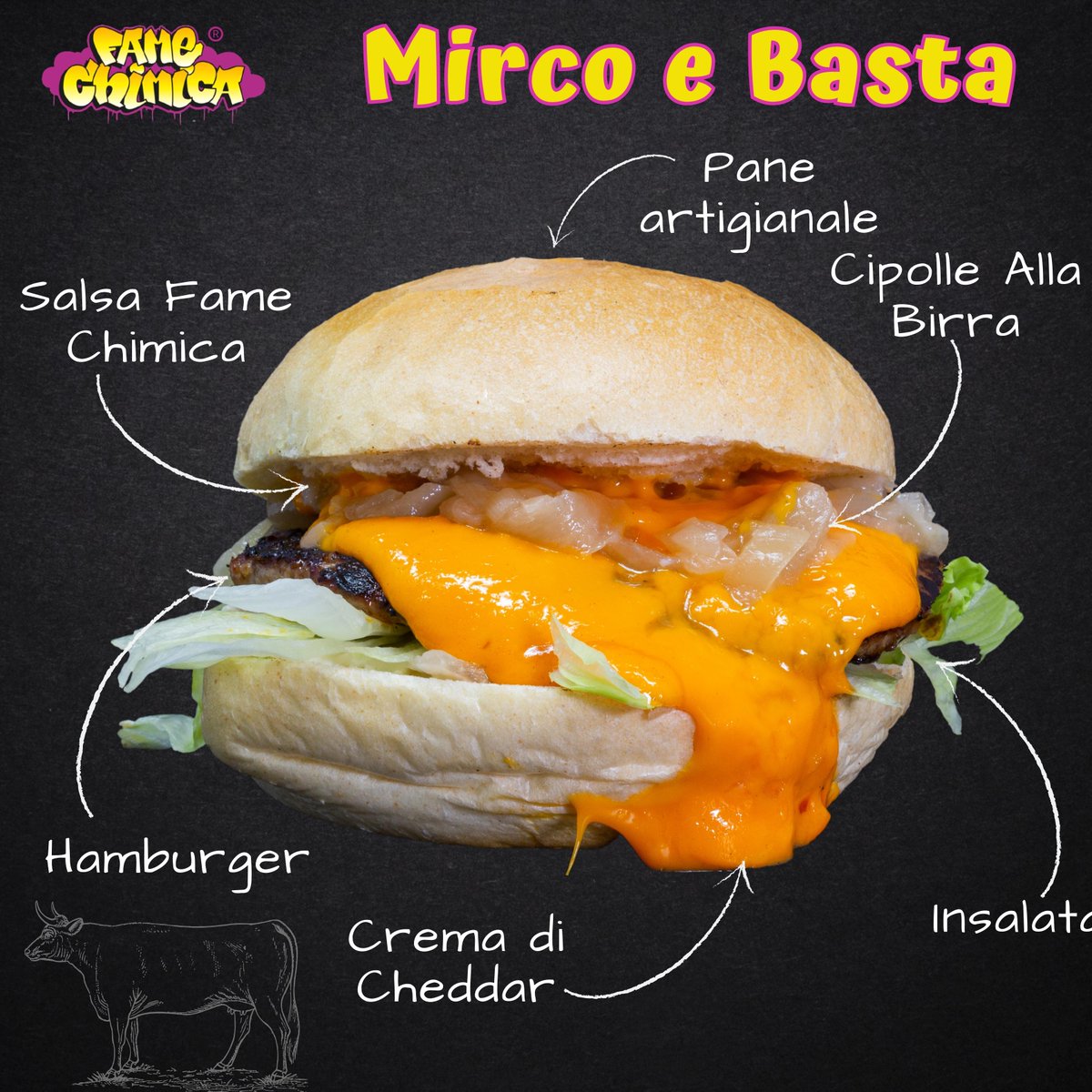 FQuarrata's tweet photo. Vieni a provare "Mirco e Basta"🍔😋👑 Hamburger, Crema di Cheddar, insalata, Cipolle alla Birra, Salsa Fame Chimica.😋

📍🏠Vi aspettiamo a 📍Quarrata e 📍Lacona ➡️ SEMPRE APERTI 18-03 e CONSEGNE a DOMICILIO ✅🚚

#famechimica #famechimicaofficial #streetfood #quarrata #lacona https://t.co/WvllrZuNSl