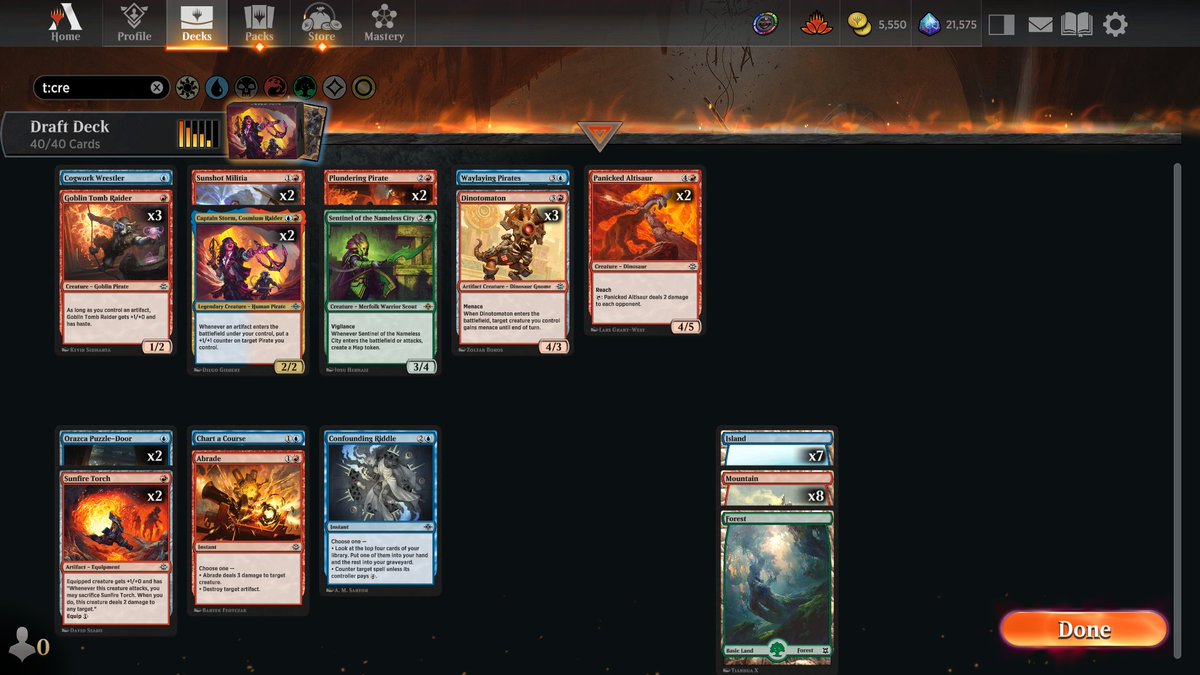 Vanagor_'s tweet photo. 2-2 and out Draft One. 
Opened 3 unplayable rares and the rest of the packs were super dry as well apart from an open black lane with mostly undraftable cards.
Lost win&amp;in against Aclazotz t5 twice. First time ramped with Hulking Raptor😃
Adios LCI you won't be remembered fondly https://t.co/1zV9Lg5gi8