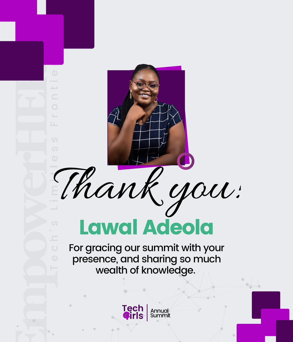 techitgirls's tweet photo. A big THANK YOU to our amazing Speakers🥳
Shoutout to you all;
@yetty_ayo
@Youpele_G
@azlawal_lawal
Eunice Allela
You’re the real MVP’s❤️
#techitgirls #techsummit #techlimitlessfrontier #breakingbarriers #empowerher https://t.co/5qFaanvZOC