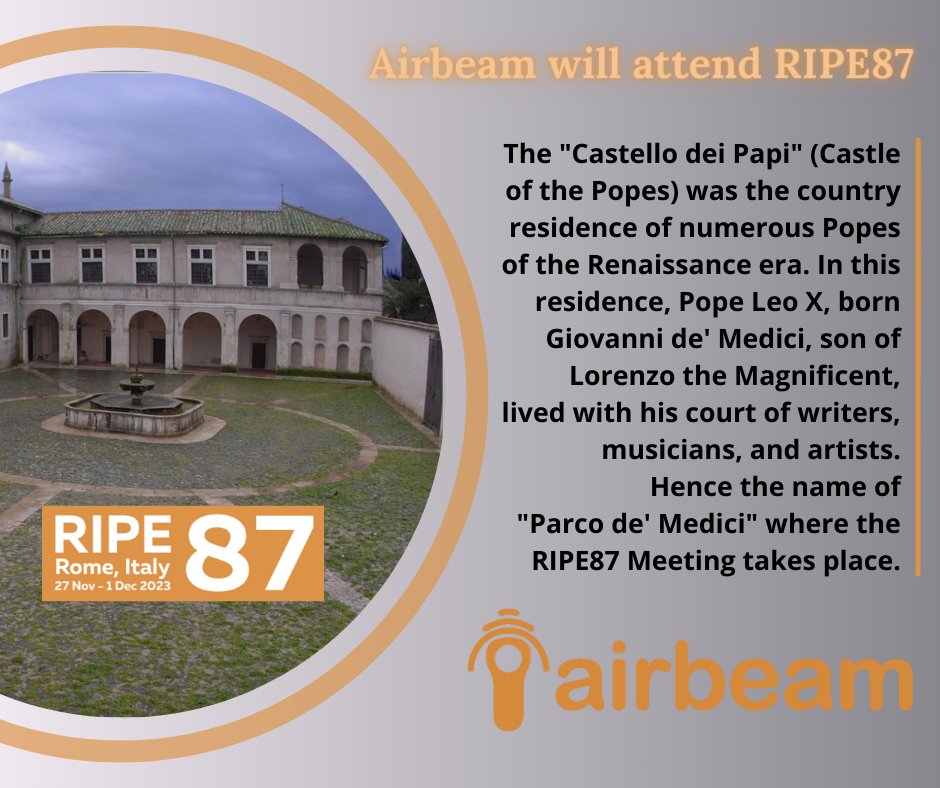 See you in Rome! #ripe87 #airbeam #peering #internetcommunity #mezcallovers