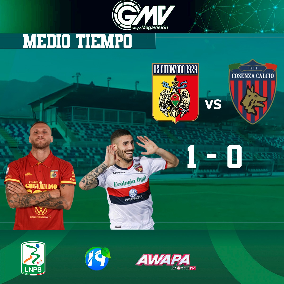 Awapasportstv's tweet photo. ⚽Se termina el primer tiempo y el Catanzaro se lleva la ventaja en los primeros 45 minutos⚽

#Catanzaro 1-0 #Cosenza https://t.co/mSsBaRrYmZ
