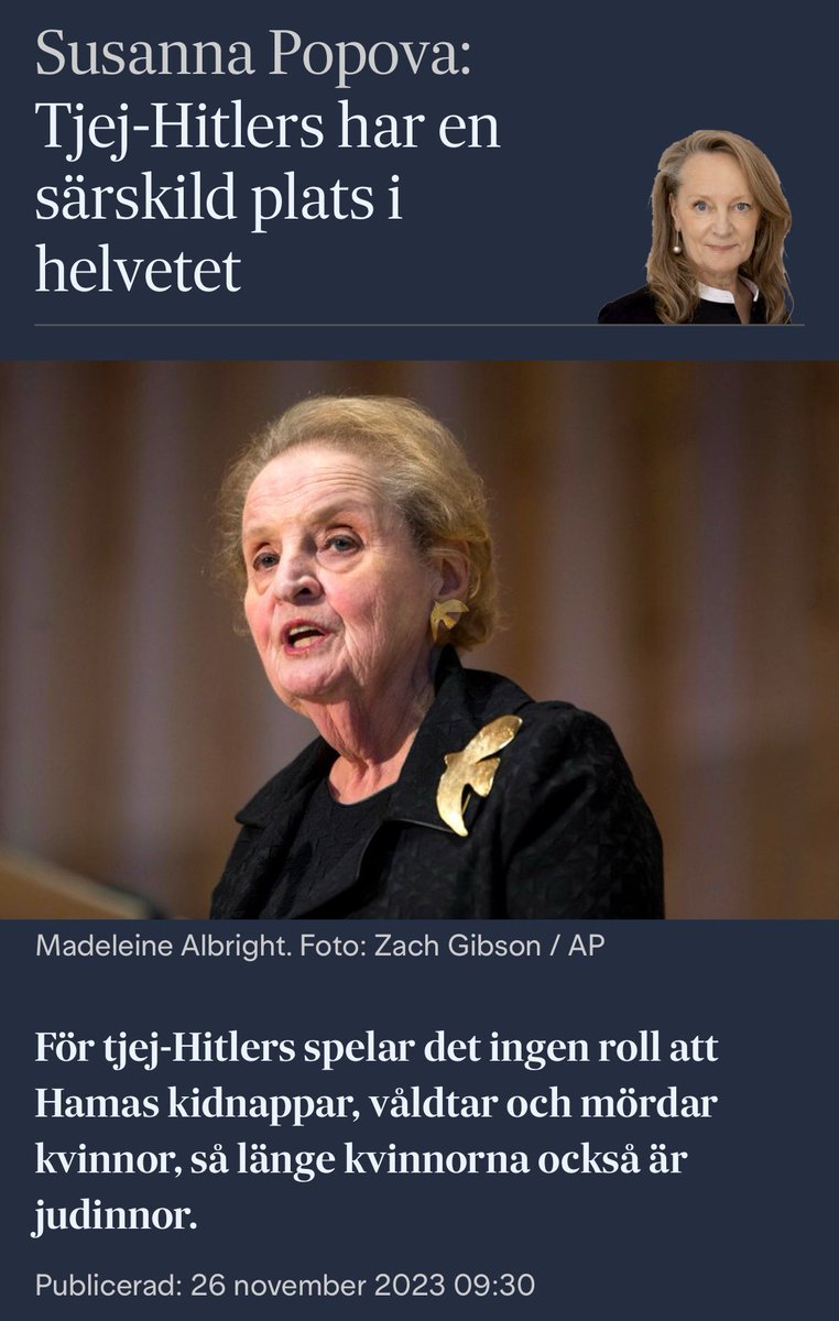 gorberg's tweet photo. Greta Thunberg och Stina Wollter jämförs med Adolf Hitler på Svenska Dagbladets ledarsida. Joseph Goebbels ler i sitt helvete. https://t.co/uaMqErRtGh