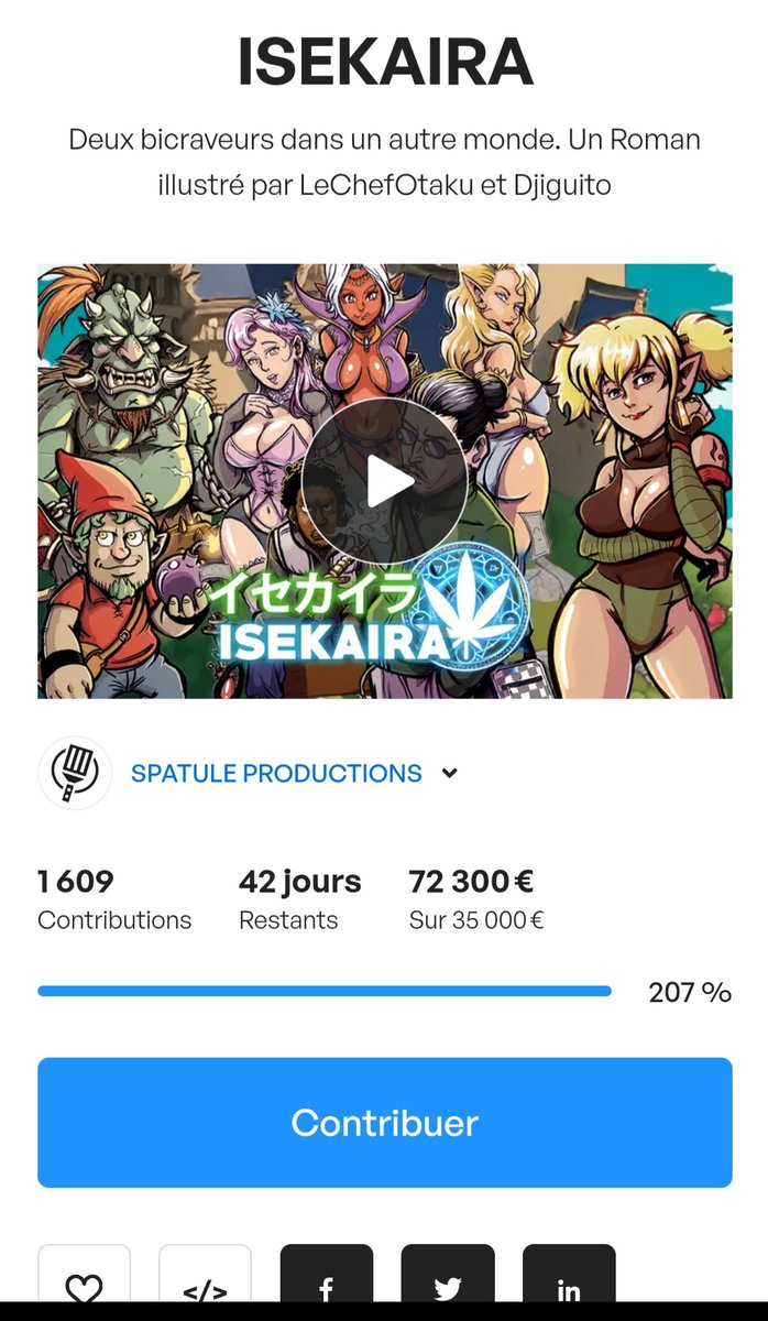 La compagne de pré-commandes du light novel #isekaira est toujours en cours ! Écrit et supervisé par @MenuManga et illustré par moi-même : kisskissbankbank.com/fr/projects/is…