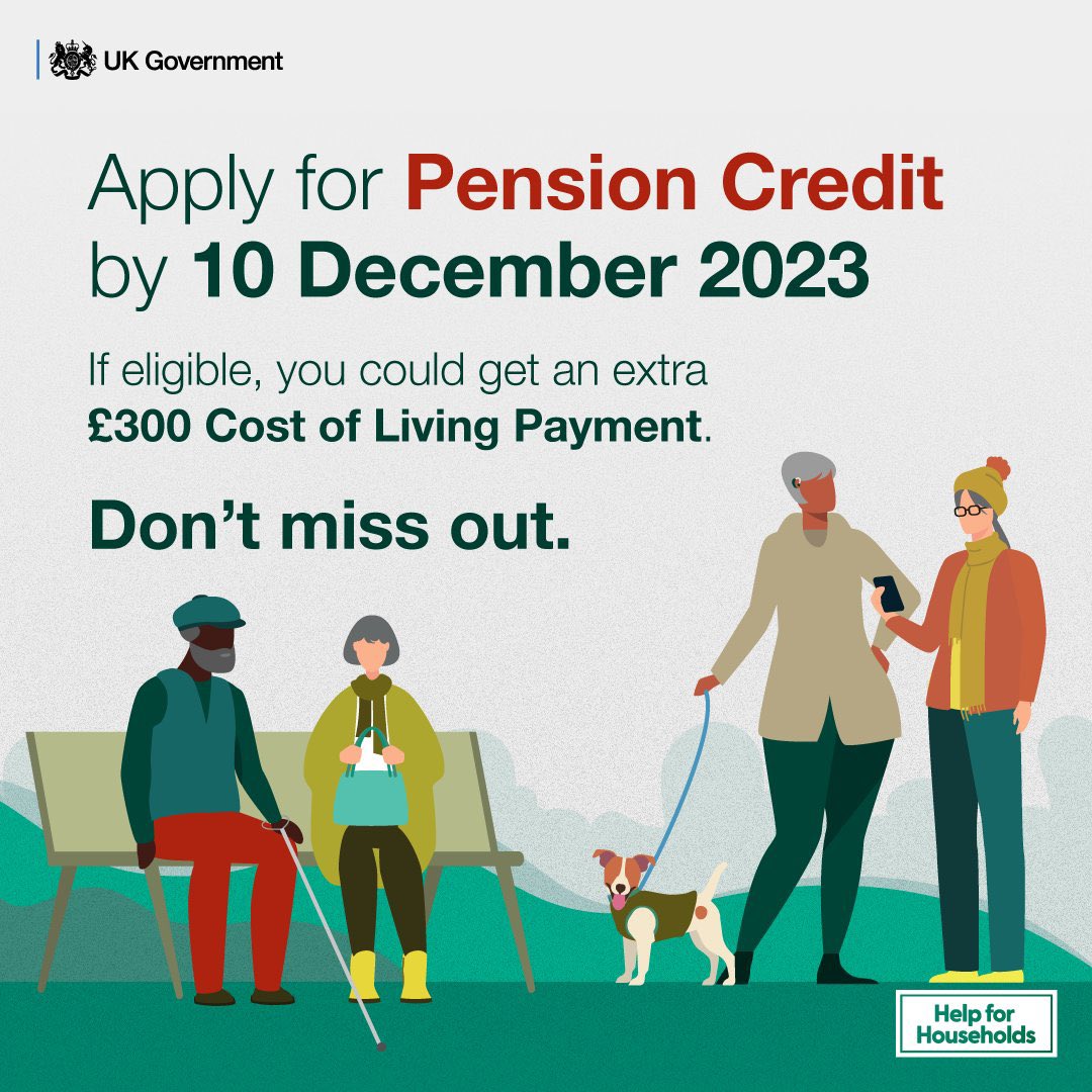 #PensionCredit tops up pension income and can help with day-to-day living costs

Apply by 10 Dec and, if eligible, you could also get an extra £300 #CostOfLivingPayment

If your unsure if you qualify please contact our advice line on 01294 310456