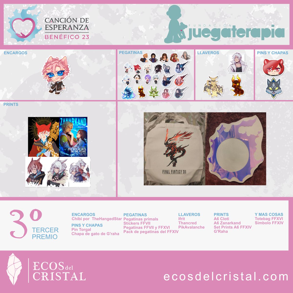 SoraNami8's tweet photo. Iniciamos el ⚠️SORTEO⚠️ benéfico en la página de @EcosDelCristal!!!! 
Tendréis toda la semana para participar! Os dejo los premios que podéis conseguir y en el siguiente tweet os dejo enlaces y más info ❤️❤️ https://t.co/dOyee4zaeV