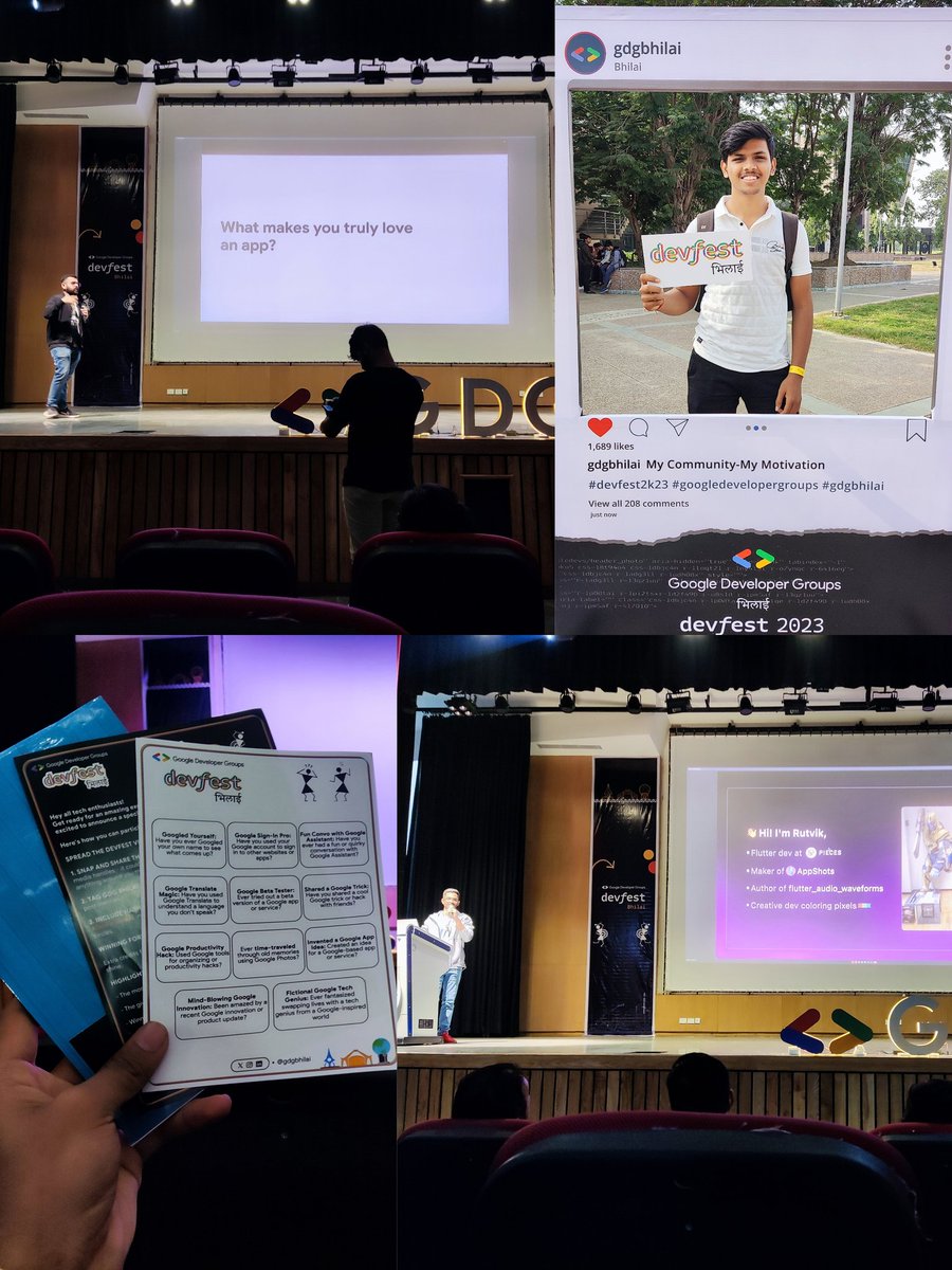dhiraj_j044's tweet photo. Great time at #GDGBhilai #DevFest2023! Learned a ton from @some_shubham and @TakRutvik on Behavior-Driven Development and 2D shaders. Amazing insights! 🎉 https://t.co/jHoKmNEuVo