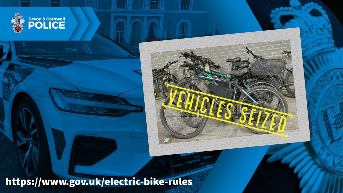 Multiple non compliant EAPS seized last night in Plymouth during Op #halfmore.
Many being used as delivery vehicles being ridden with no license, insurance tax or appropriate safety equipment. If we catch you, you  can expect to lose your vehicle and potentially face prosecution