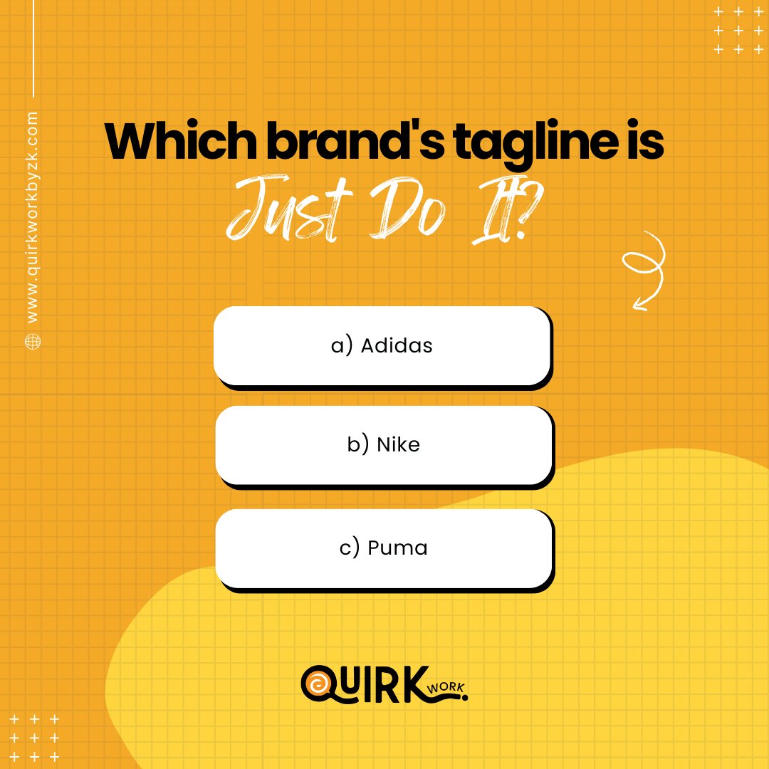 Comment Your Guess Below! 👇

#BrandTrivia #QuirkWork #QuirkWorkByZK #MarketingTrivia #BrandChallenge #GuessTheBrand #DigitalQuiz #BrainTeaser #MarketingTrivia #CreativeChallenge #MindGame #QuizTime