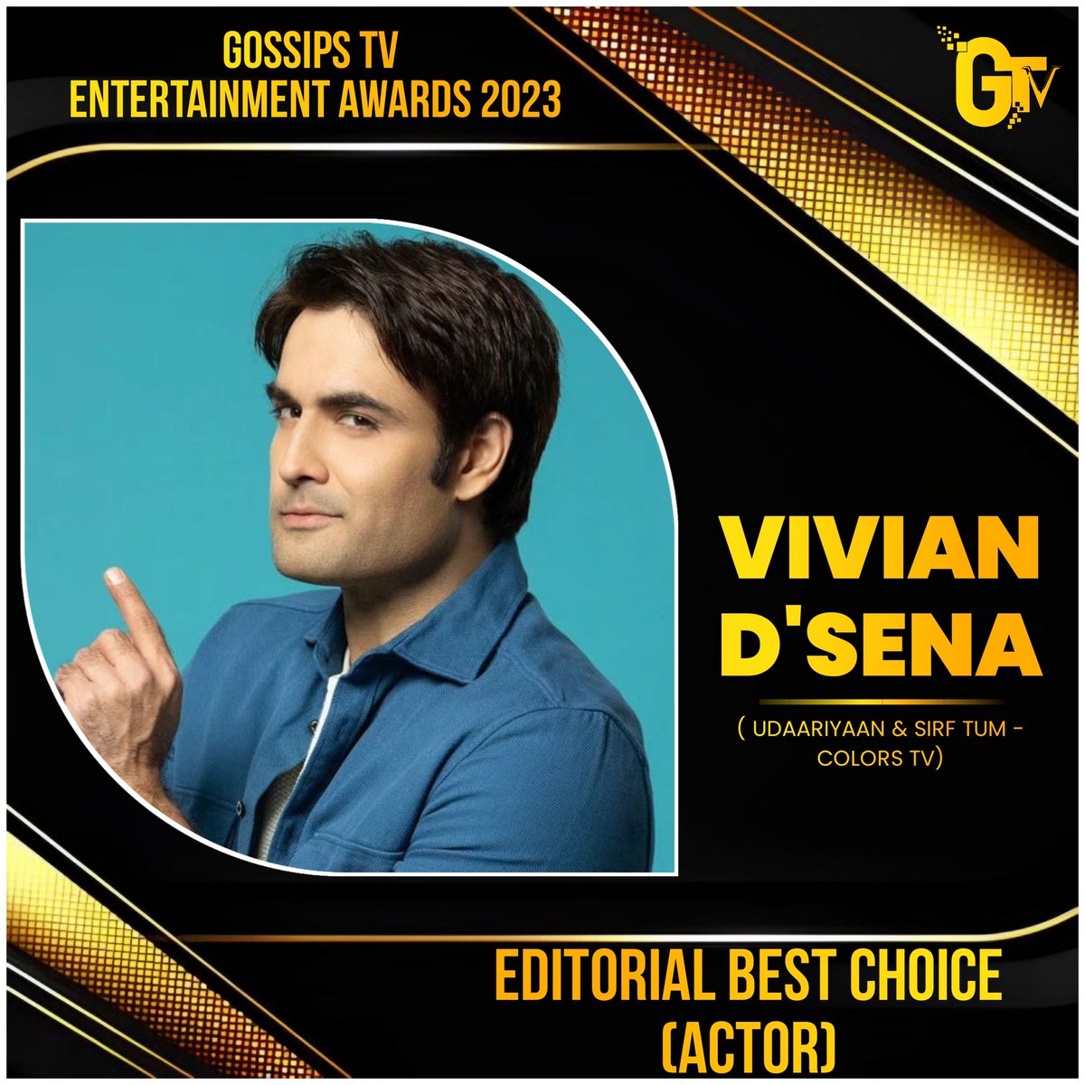#GossipsTvEntertainmentAward
#GTVAwards #GtvAwards2023

*"EDITORIAL CHOICE : BEST ACTOR MALE" POPULAR - #VivianDsena (Sirf Tum / Udaariyan - Colors TV) 

(Congratulations to the Winner and their Fans) <a href="/GossipsTv/">GossipsTv(GTv)</a>