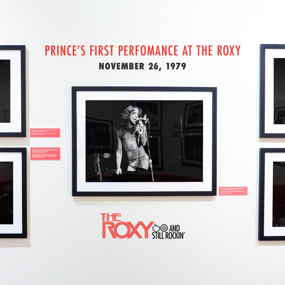 #OnThisDay in 1979, @Prince made his debut performance at @TheRoxy in support of his self-titled second album 'Prince.' 💜 🎟 Learn about more iconic moments that happened at the legendary music venue with our 'The Roxy: 50 and Still Rockin'' exhibit: grm.my/3NmnkWj