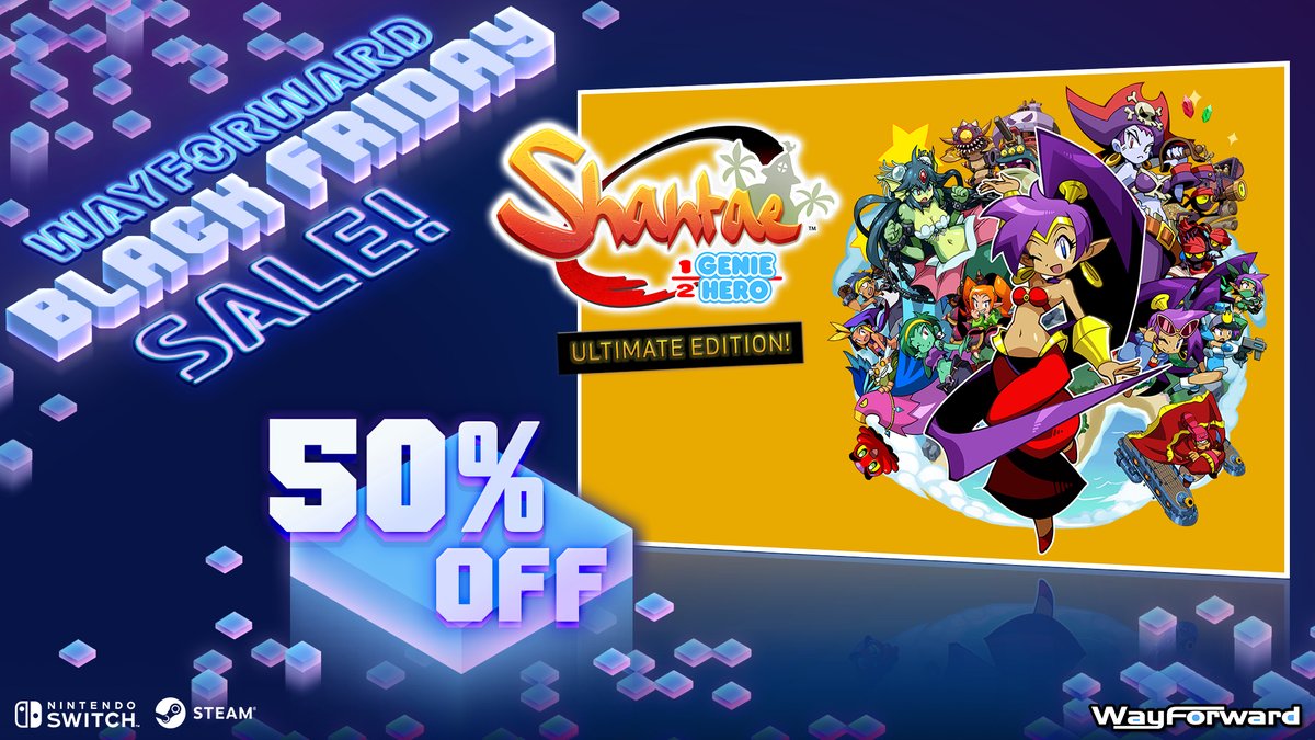 Help Shantae save Sequin Land, pillage and plunder as Risky Boots, become a ninja, and more in Shantae: Half-Genie Hero Ultimate Edition, now half off on Switch and Steam! Switch: bit.ly/NSUS-SHGHUE Steam: bit.ly/St-SHGHUE