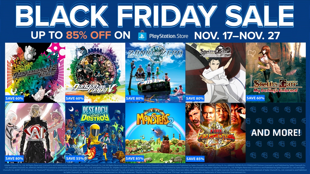 Spike Chunsoft, Inc. on X: 🎮⏰#PlayStation Store Black Friday Sale will  end tomorrow on 11/27! Now is your chance to save up to 85% on select Spike  Chunsoft, Inc. titles Check the