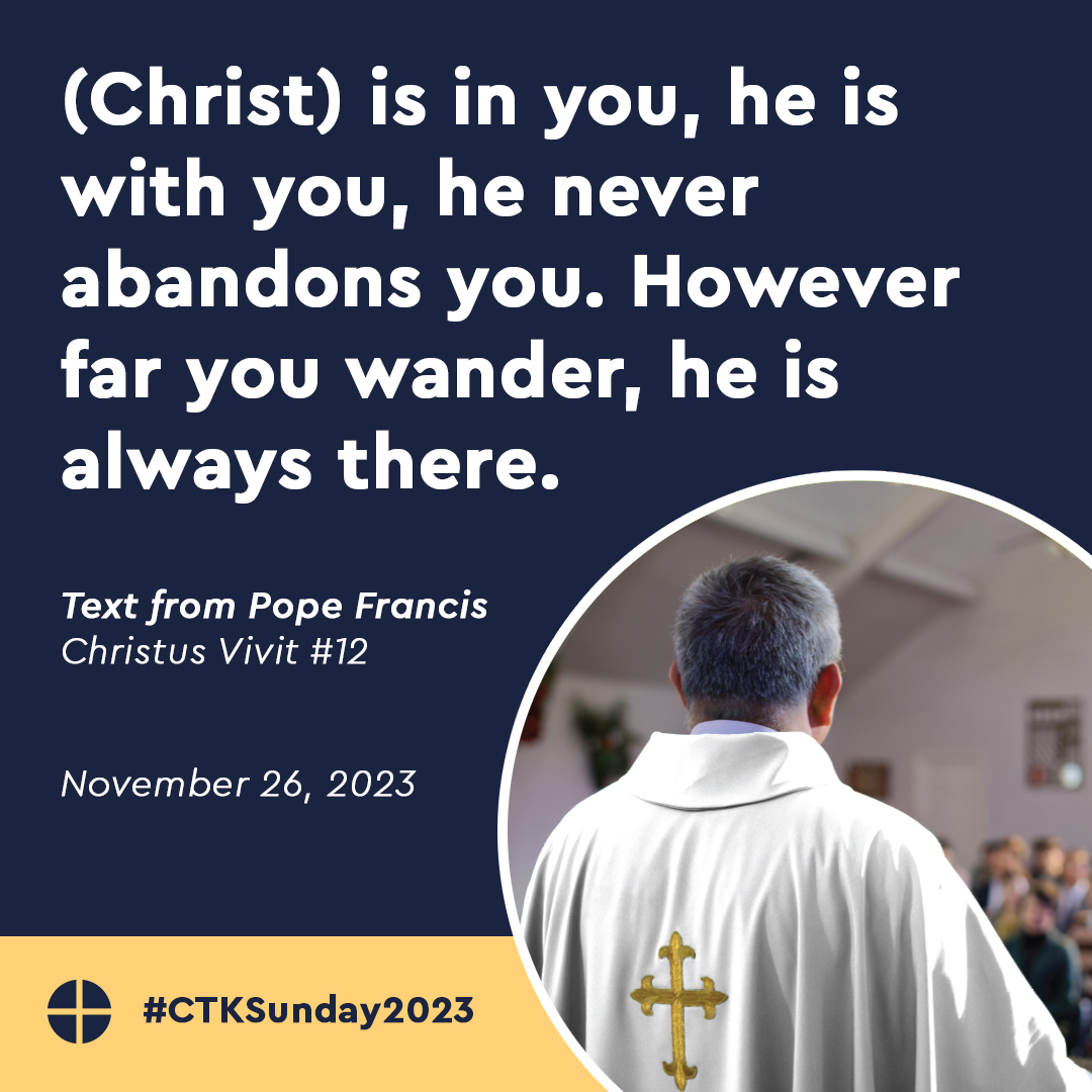 WYDUSA's tweet photo. As we come to the end of our liturgical year, the Church also marks the Global Celebration of Young People | " ... young people are indispensable bearers of the dynamics of the Kingdom of God, the hope of the Church and the world." - St. John Paul II #USCCB #CTKSunday2023 https://t.co/eHob4nw882