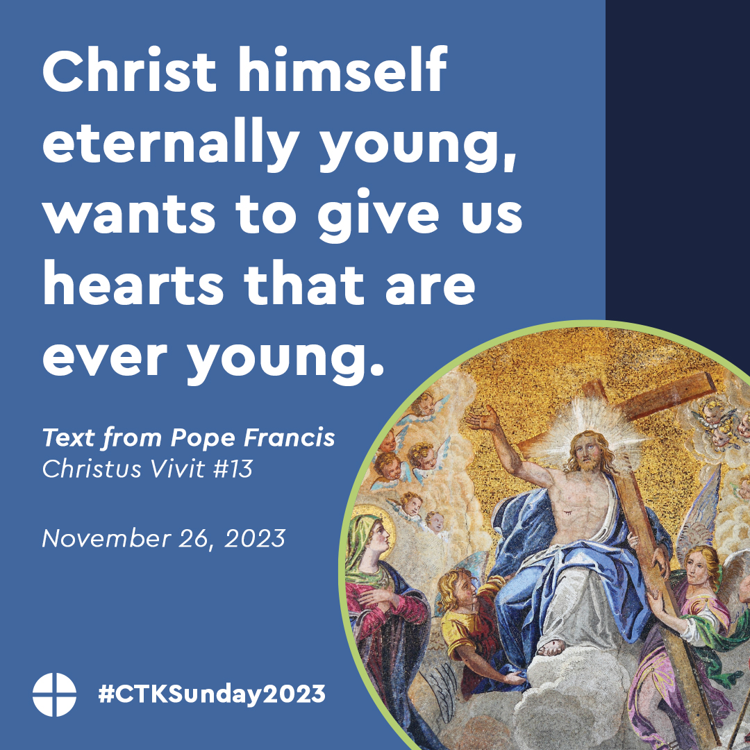 WYDUSA's tweet photo. As we come to the end of our liturgical year, the Church also marks the Global Celebration of Young People | " ... young people are indispensable bearers of the dynamics of the Kingdom of God, the hope of the Church and the world." - St. John Paul II #USCCB #CTKSunday2023 https://t.co/eHob4nw882