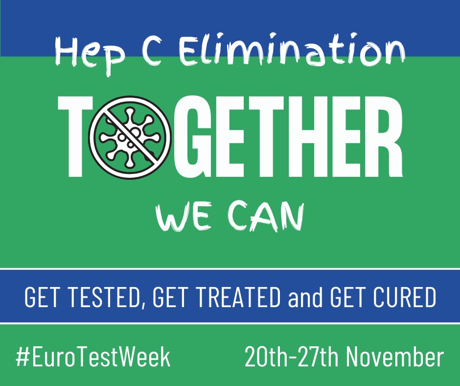 Today’s the end of #EuroTestWeek Hep c is a virus that damages the liver. Don’t wait until its too late take action now. Get tested, get treated, get cured. #EuroTestWeek #HepCULater