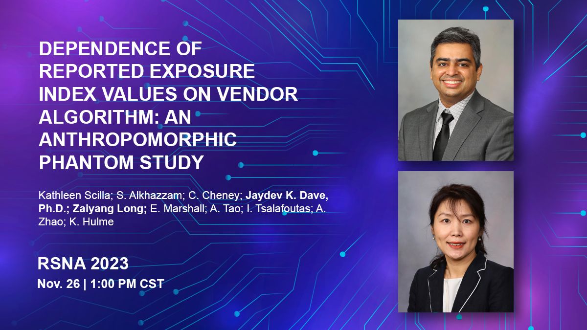 MayoRadiology's tweet photo. Kathleen Scilla of @ClevelandClinic will present "Dependence of Reported Exposure Index Values on Vendor Algorithm: An Anthropomorphic Phantom Study," which was co-authored by Drs. Jaydev Dave and Zaiyang Long of @MayoRadiology, at 1 p.m. today in N227B at #RSNA23. #MayoAtRSNA23 https://t.co/gZpbIqjEVf