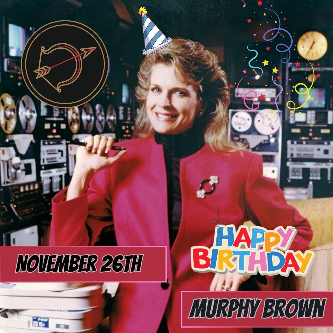 murphybrownpod's tweet photo. On Nov 26th, 1990, the season 3 episode, “The Bummer Of ‘42,” aired on CBS, marking #MurphyBrown’s 1st of two birthday episodes, which can only mean one thing in canon: today's Murphy birthday & isn't she the perfect Sagittarius #CandiceBergen #BostonLegal #Bookclub2 #90sitcoms https://t.co/ipzokGwNBg
