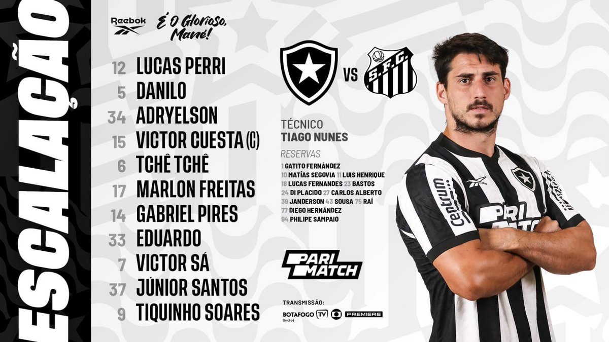 Simplesmente 7 volantes entre as escalações de Santos e Botafogo kkkkkkk.

Teremos uma criação exemplar no meio campo dos times hoje.