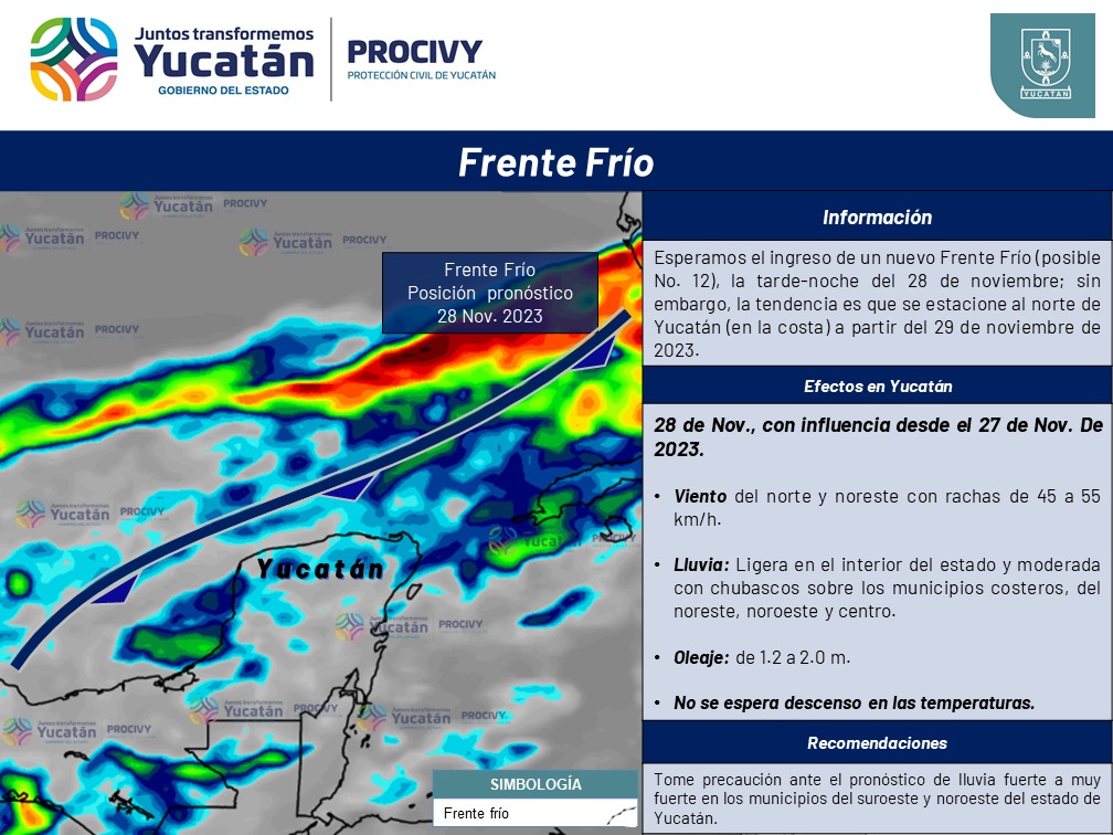#Aviso

Esperamos el ingreso de un nuevo Frente Frío durante la tarde-noche del 28 de noviembre; sin embargo, la tendencia es que se estacione en la costa yucateca a partir del 29 de noviembre de 2023... (1/3)