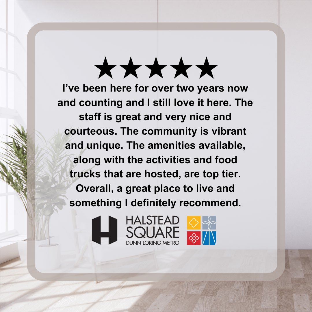 HalsteadSquare's tweet photo. We love hearing your positive feedback! We strive to provide a 5 star experience while residing at Halstead Square. Thank you for sharing your kind words 🫶🏽
#UndeniablyHalstead https://t.co/ZHahs7kT2D