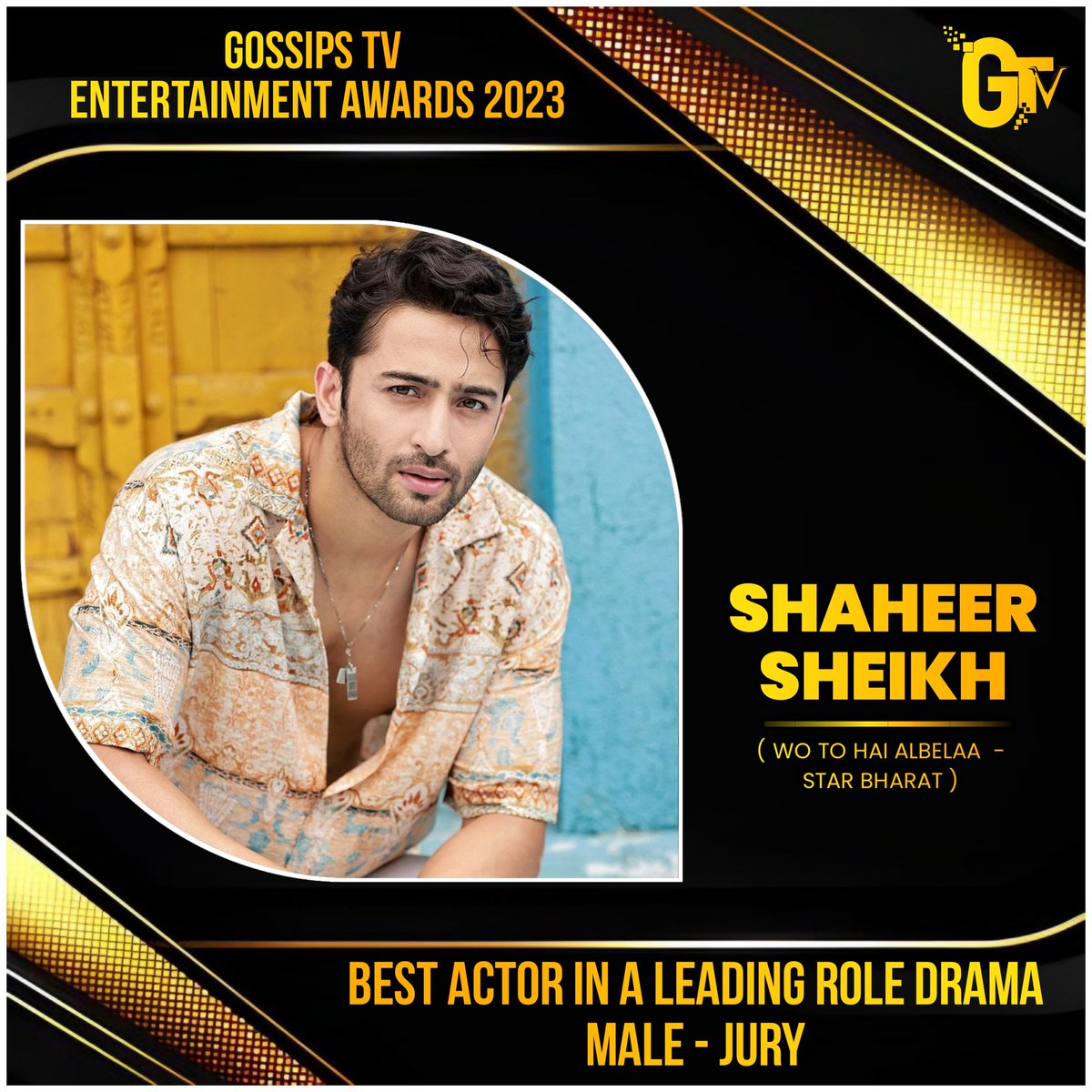 #GossipsTvEntertainmentAward #GTVAwards #GtvAwards2023 'BEST ACTOR IN A LEADING ROLE DRAMA MALE JURY' - #ShaheerSheikh (Woh Toh Hai Albela - Star Bharat) (Congratulations to the Winner and their Fans) @Shaheer_S @GossipsTv