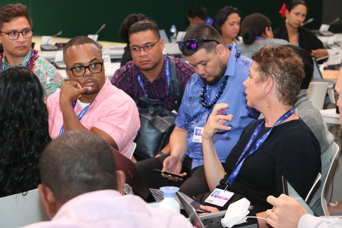 AOSISChair's tweet photo. Day 1 of #AOSISprep ends with an engaging breakout session as details of key proposals and positions were thoroughly distilled, giving delegates a hands-on opportunity to fully participate in the negotiation process.
#COP28UAE #ActionforIslands #TimetoAct #IslandsMatter https://t.co/Hhfd3092X4
